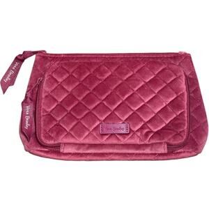 Vera Bradley Majestic Magenta Pink Quilted Velvet Cosmetic Organizer Makeup Bag